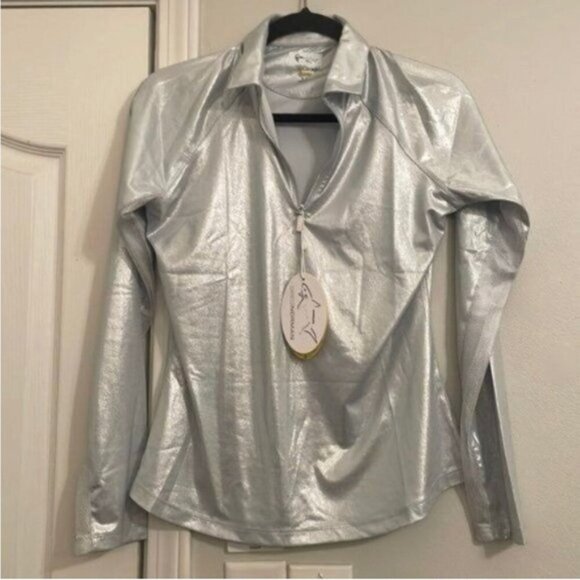 Greg Norman silver metallic solar XP extreme sun protection long sleeve pullover - Picture 1 of 10
